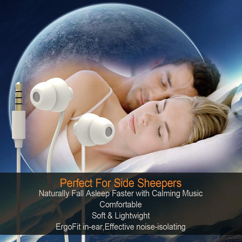 MAXROCK Sleep Earbuds, Ultra-Soft Comfortable Noise Isolating Earplugs Workout Headphones in-Ear Earphones w/Mic & Volume Control - Perfect for Side Sleeper Air Travel, Meditation & Insomnia(White) - Image 5